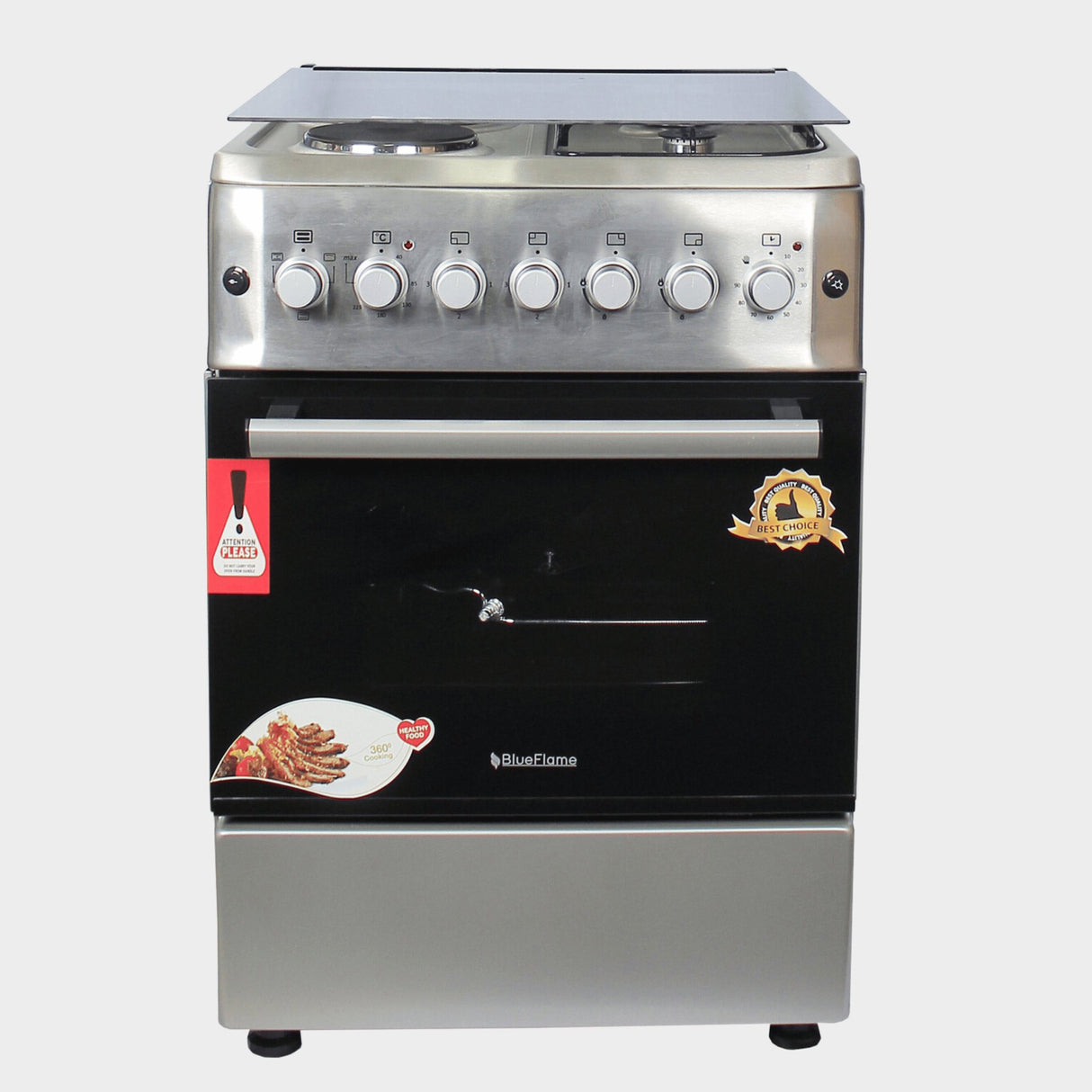 Blue Flame 60x60cm 2Gas + 2Electric Cooker +Oven S6022ERF–IP - KWT Tech Mart