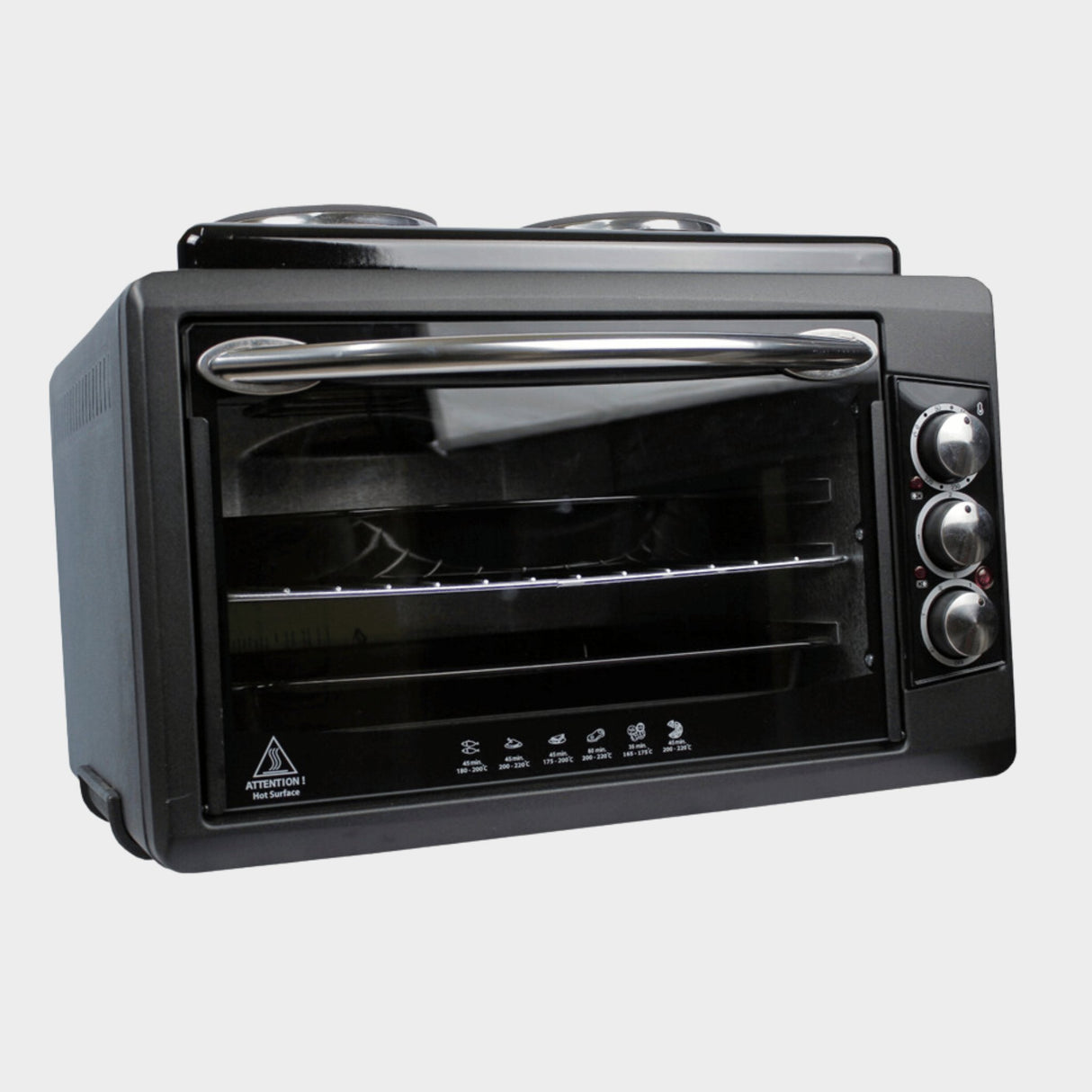 Blueflame 50L Mini Oven with 2 hot plates BF-0725 - Black - KWT Tech Mart
