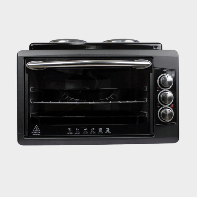 Blueflame 50L Mini Oven with 2 hot plates BF-0725 - Black - KWT Tech Mart