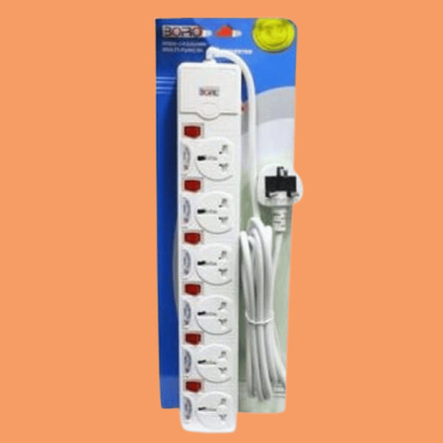 Borl 6-Ways Heavy Duty Premium Extension Socket - White - KWT Tech Mart
