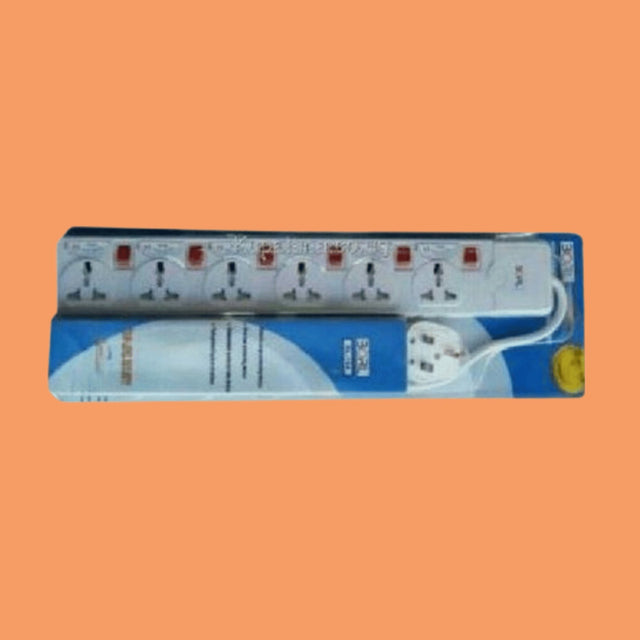 Borl 6-Ways Heavy Duty Premium Extension Socket - White - KWT Tech Mart