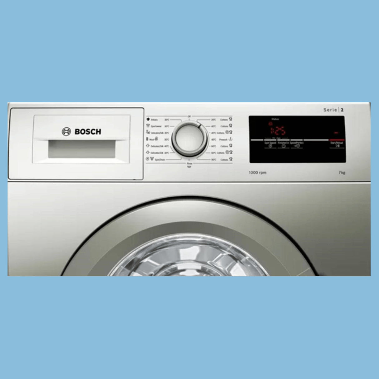 Bosch 7kg Front Load Washing Machine, WAJ2017SKE - Silver - KWT Tech Mart