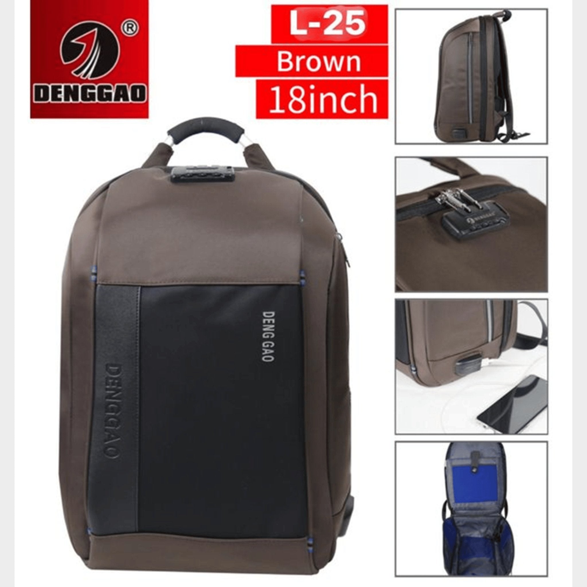 DENGGAO Anti Theft Travel Laptop Student Book bag Backpack Bag18 Inch Multi Colours