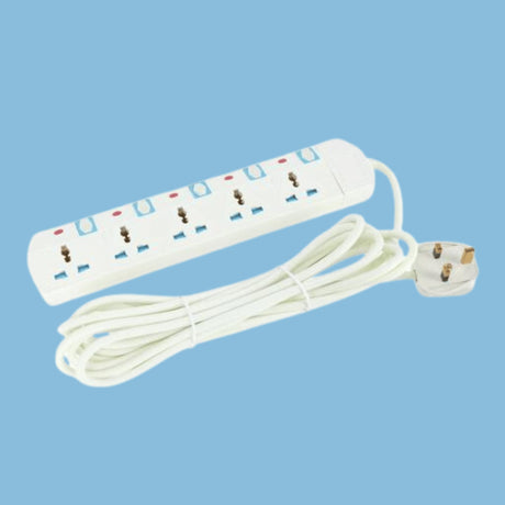 Geepas 5 Way Extension Socket - Power Switches, 5m Cord - KWT Tech Mart