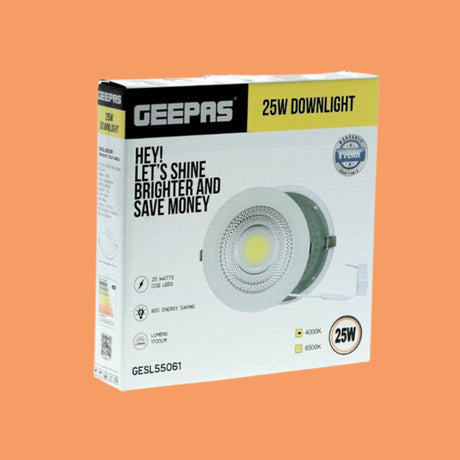 Geepas GESL55061 Round Slim Downlight Led 25W – Downlight Ceiling Light | Natural Cool White 6500K | Long Life 50,000 Burning Hours | Ultra Slim | 1 Years Warranty