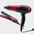 Geepas Hair Dryer & Straightener Combo, Ceramic - Red - KWT Tech Mart