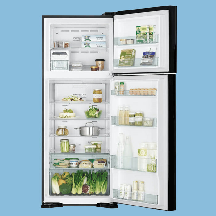 Hitachi 460L Double Door Refrigerator RVG540 – Glass Grey - KWT Tech Mart