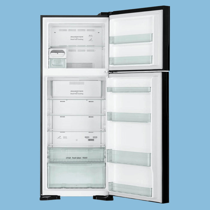 Hitachi 460L Double Door Refrigerator RVG540 – Glass Grey - KWT Tech Mart