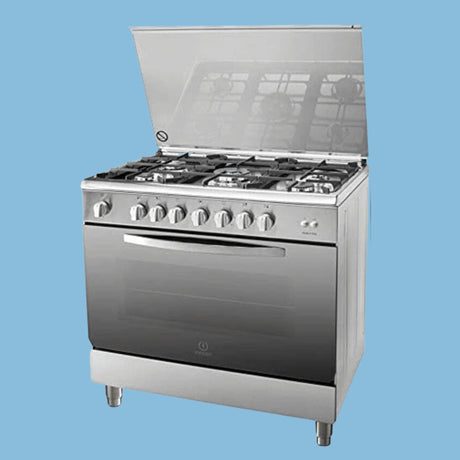 Indesit Cooker Range 90x60cm, 5 Gas Burners + Oven I95T1CXEX - KWT Tech Mart