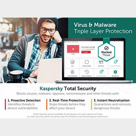 Kaspersky Total Security Antivirus 2021 - 3 Devices, 1 Year  - KWT Tech Mart