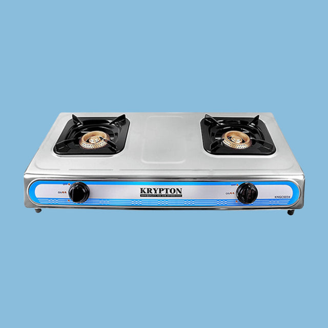 Krypton 2 burner Gas Cooker KNGC6034 Silver - KWT Tech Mart