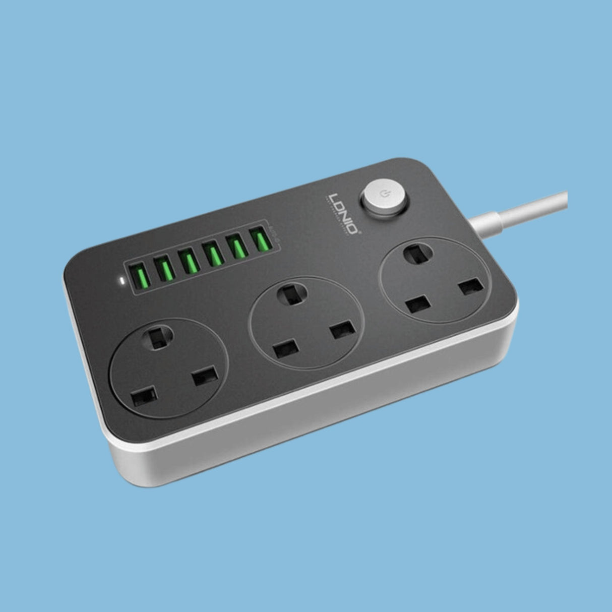 Ldnio Power Extension Black 3 Sockets + 6 Charging USB Slots - KWT Tech Mart