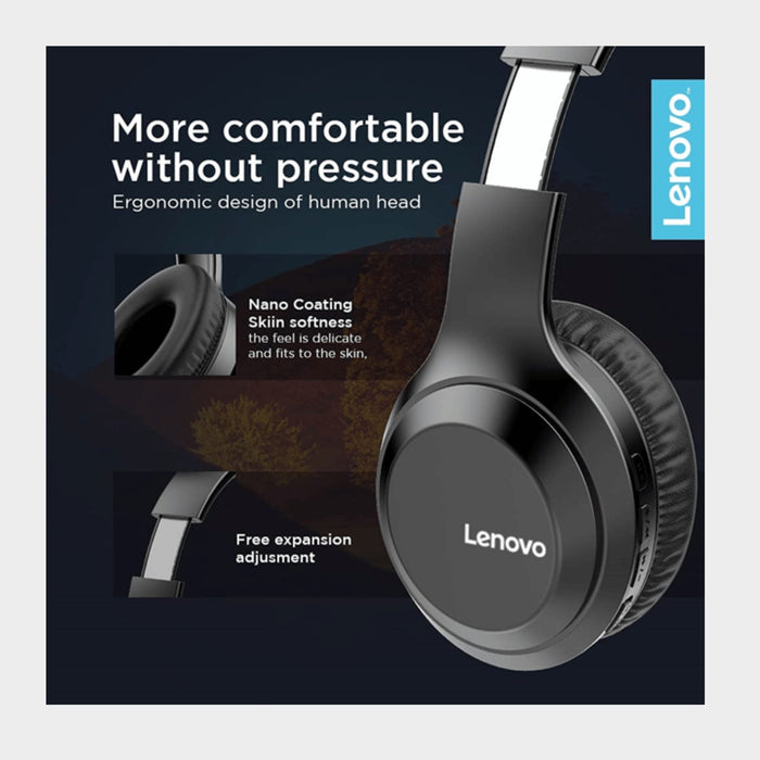 Lenovo HD100 Wireless Over-Ear Headphone - Black - KWT Tech Mart