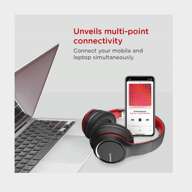 Lenovo HD200 Bluetooth Wireless Headphones, Noise Cancellation - Black - KWT Tech Mart