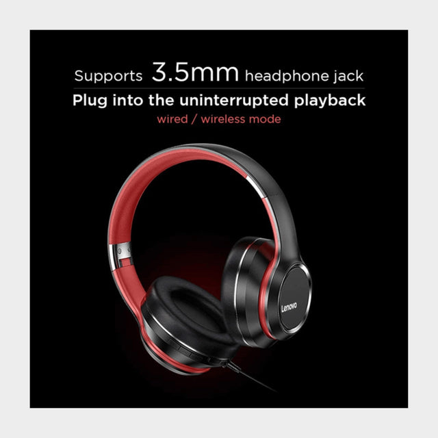 Lenovo HD200 Bluetooth Wireless Headphones, Noise Cancellation - Black - KWT Tech Mart