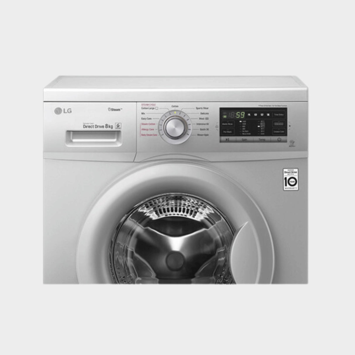 LG 8kg Steam Washing Machine, Silver Knob - FH4G7TDY5 - KWT Tech Mart