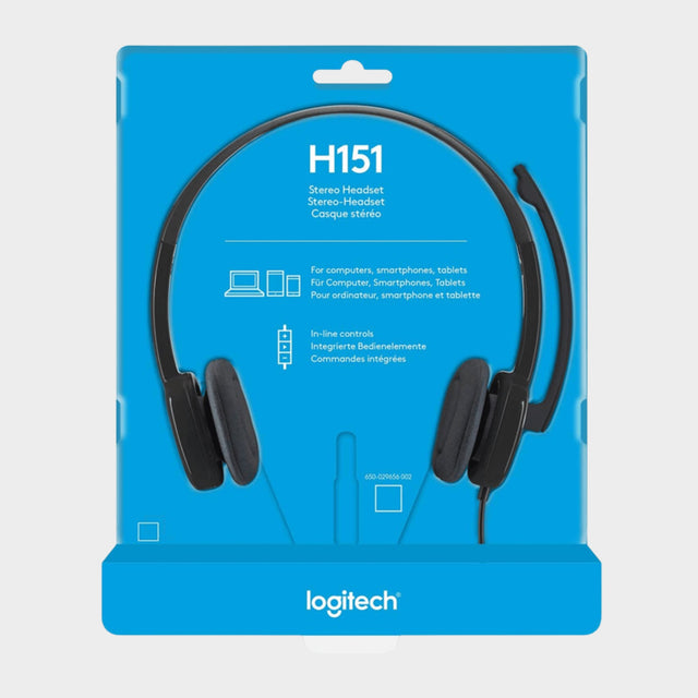 Logitech Stereo Headset H151 with Boom Microphone – Black - KWT Tech Mart