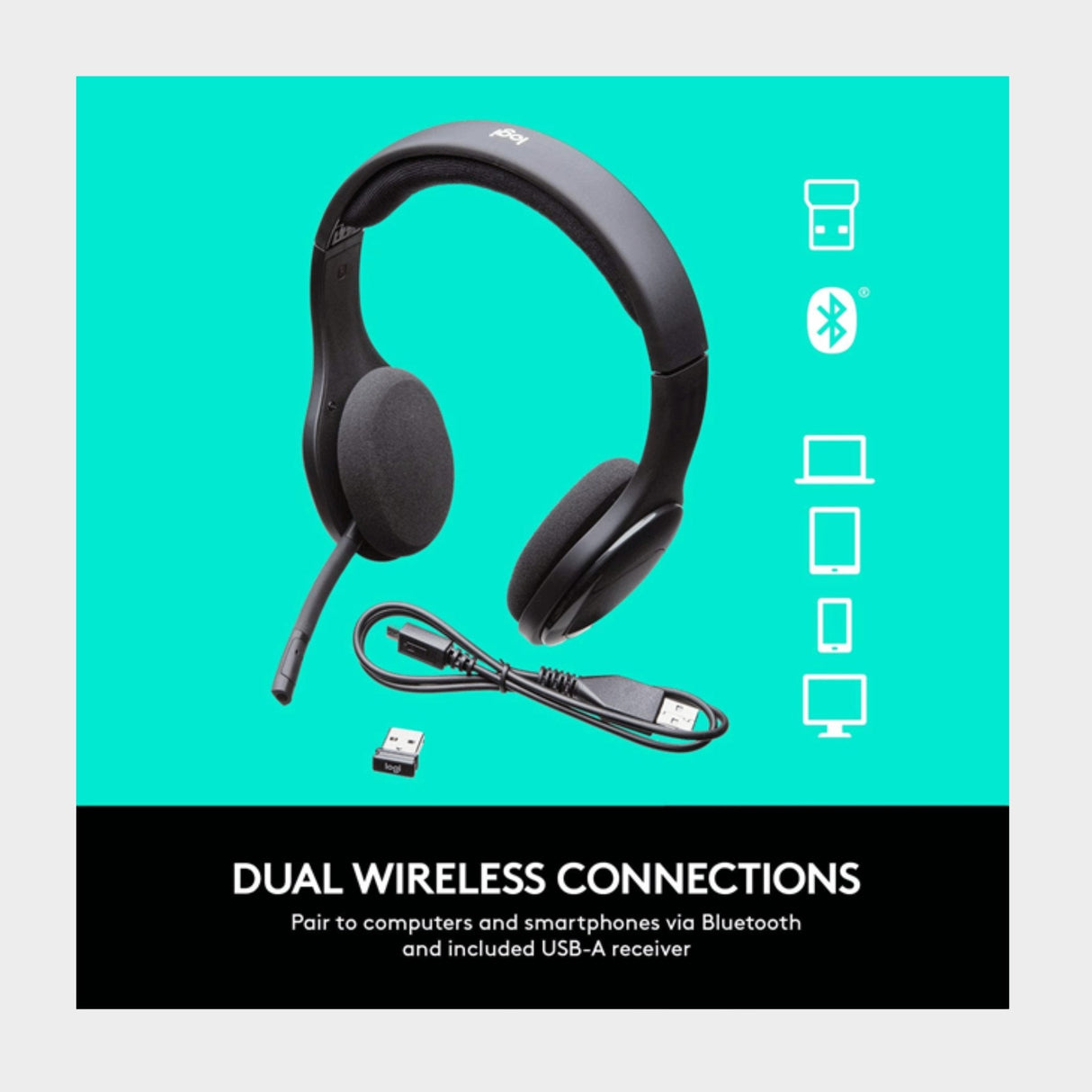 Logitech H800 Bluetooth Wireless Headset with Mic for PC, Tablets and Smartphones, Black