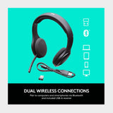 Logitech H800 Bluetooth Wireless Headset with Mic for PC, Tablets and Smartphones, Black