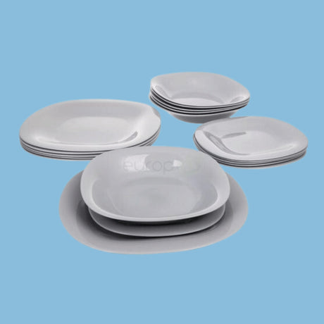 Luminarc 18 Pcs Plates, Side Plates, Bowls Dinner Set - Grey - KWT Tech Mart