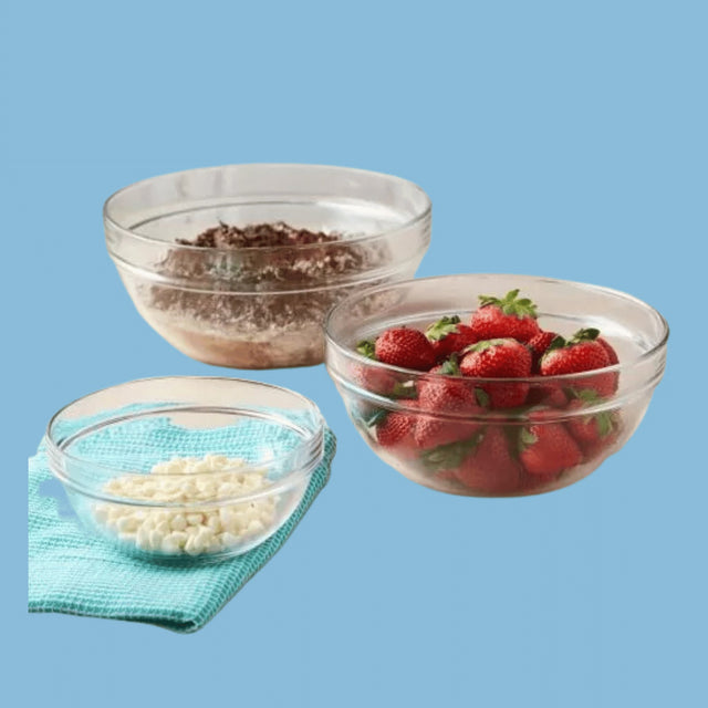 Luminarc 3Pcs Oven Mixing Bowl Glass Set, 1L, 2L, 3L - KWT Tech Mart