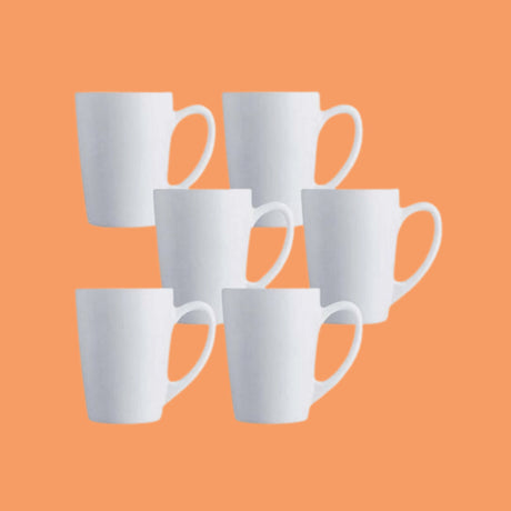 Luminarc 6 Pieces Of Circled Tea Coffee Mug Cups - White - KWT Tech Mart