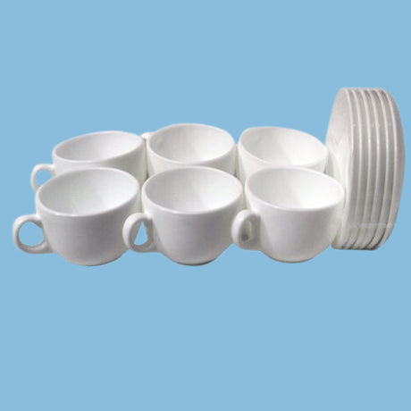 Luminarc 6 Pieces Of Cups And 6 Saucers - White - KWT Tech Mart
