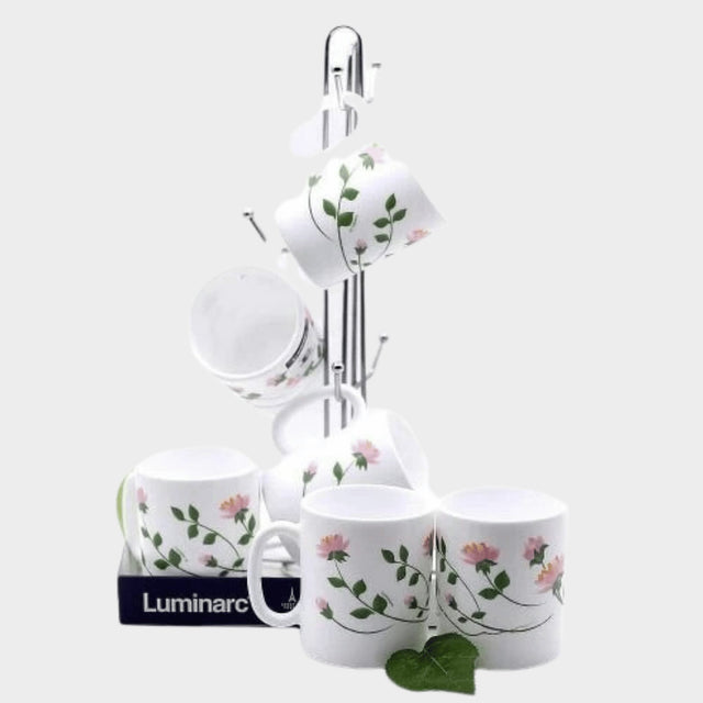 Luminarc 6 Pieces Of Flowered Tea Coffee Mug Cups - White - KWT Tech Mart