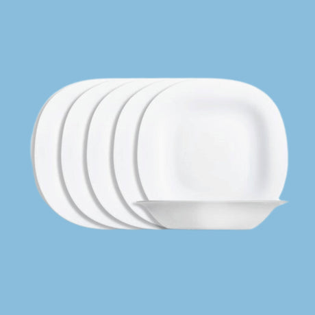 Luminarc 6 Pieces Square Plain Design Side Plates - White - KWT Tech Mart