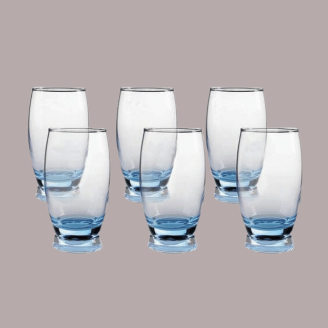 Luminarc 6Pcs Oval Water Juice Drinking Glasses Cups - Blue - KWT Tech Mart