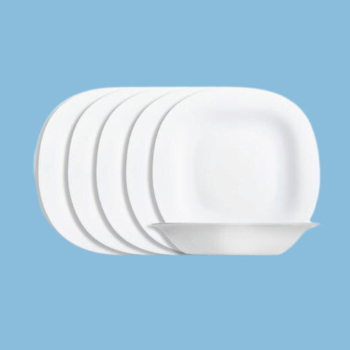 Luminarc 6 Pcs Plain Self Design Dinner Plates - White - KWT Tech Mart