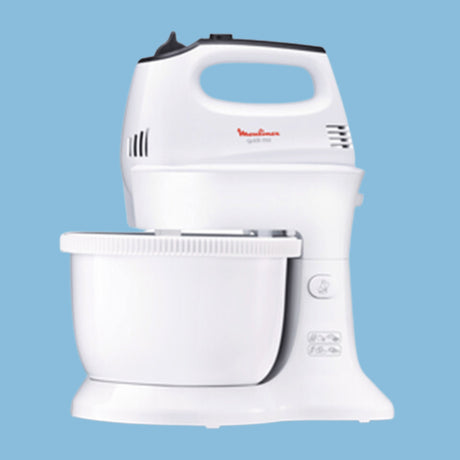 Moulinex Quick Mix Hand Mixer with Stainless Steel Stand Bowl 300W White - KWT Tech Mart