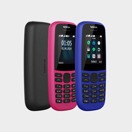 Nokia 105 Dual Sim FM Radio Torch 800MAH Battery - Black  - KWT Tech Mart