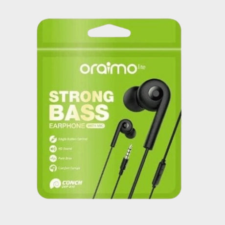 Oraimo OEP-E10 Bass Earphones With Mic – Black - KWT Tech Mart