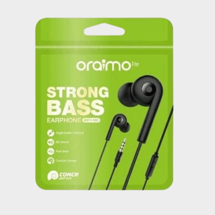 Oraimo OEP-E10 Bass Earphones With Mic – Black - KWT Tech Mart