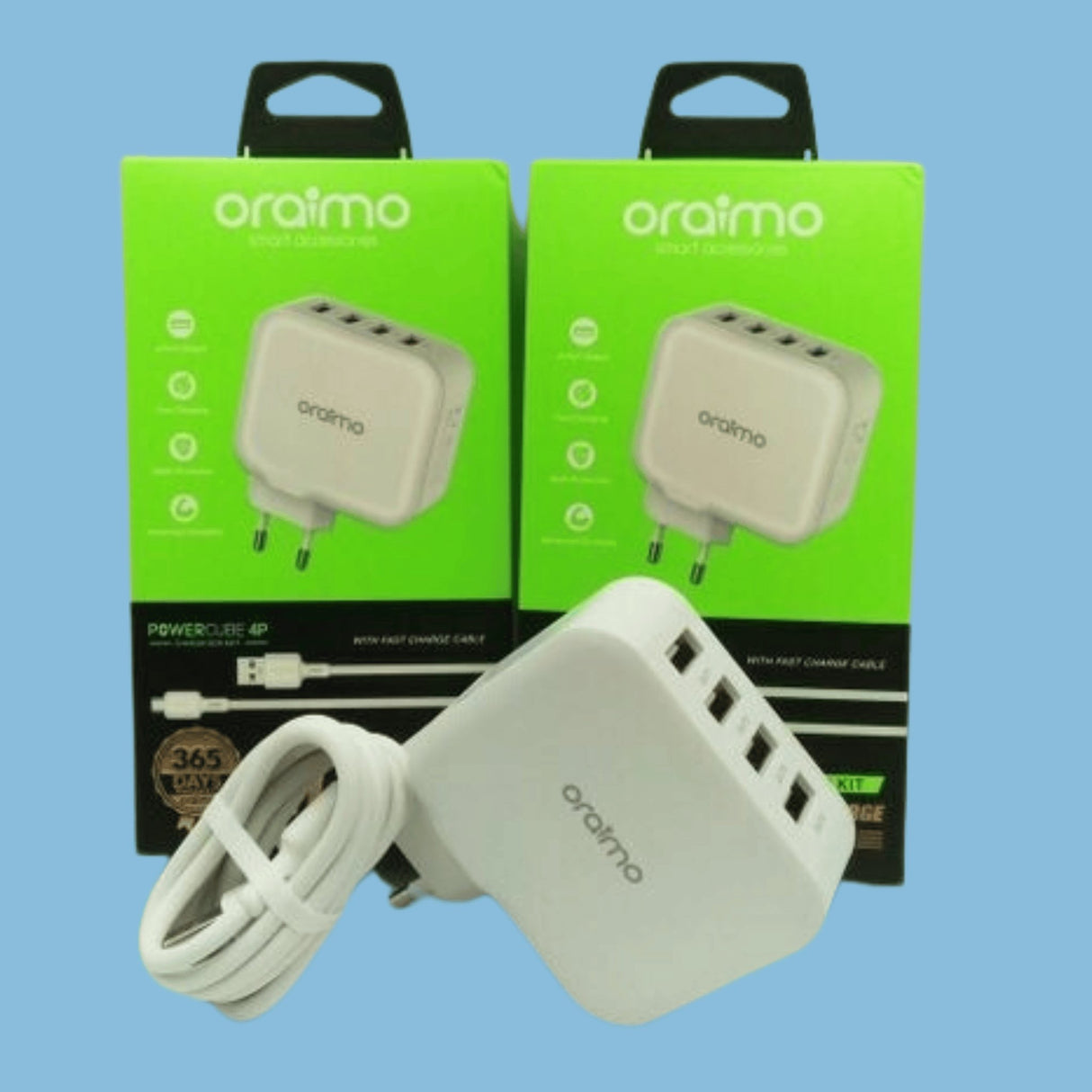 Oraimo Phone Charger UK Dual USB OCW-U63D White - KWT Tech Mart