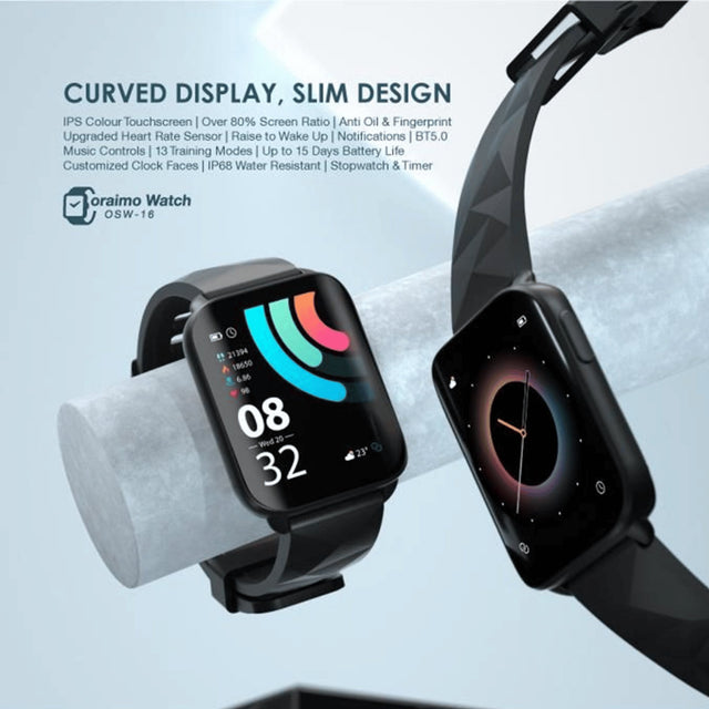 Oraimo Smart Watch 1.69” IPS Screen IP68 Waterproof – Black - KWT Tech Mart