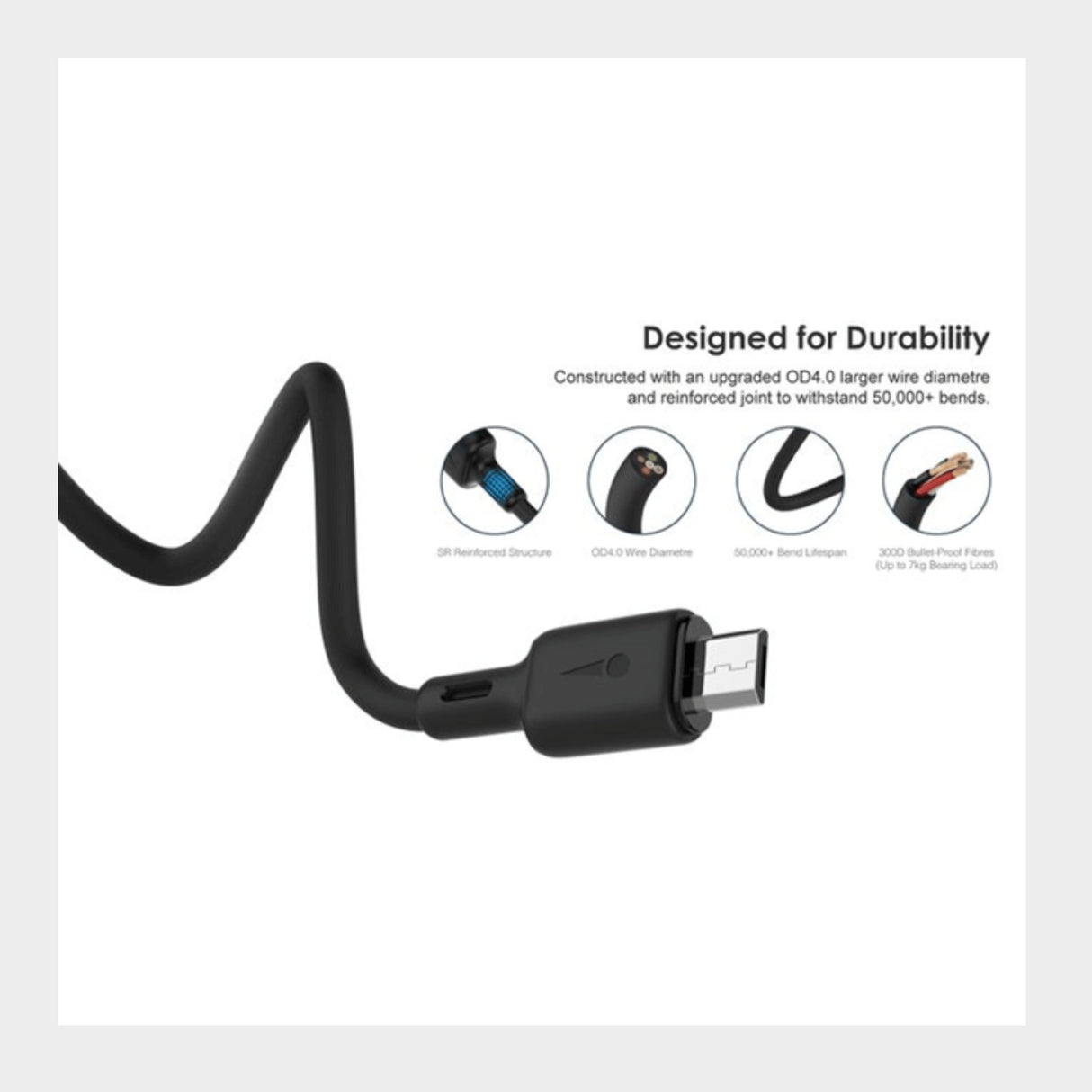 Oraimo USB Cable OCD-M56 2m Data Cable – Black - KWT Tech Mart