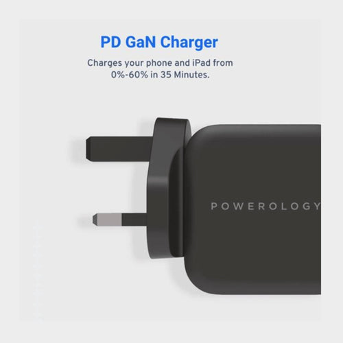 Powerology Ultra-Compact 20W PD GaN Charger – Black - KWT Tech Mart