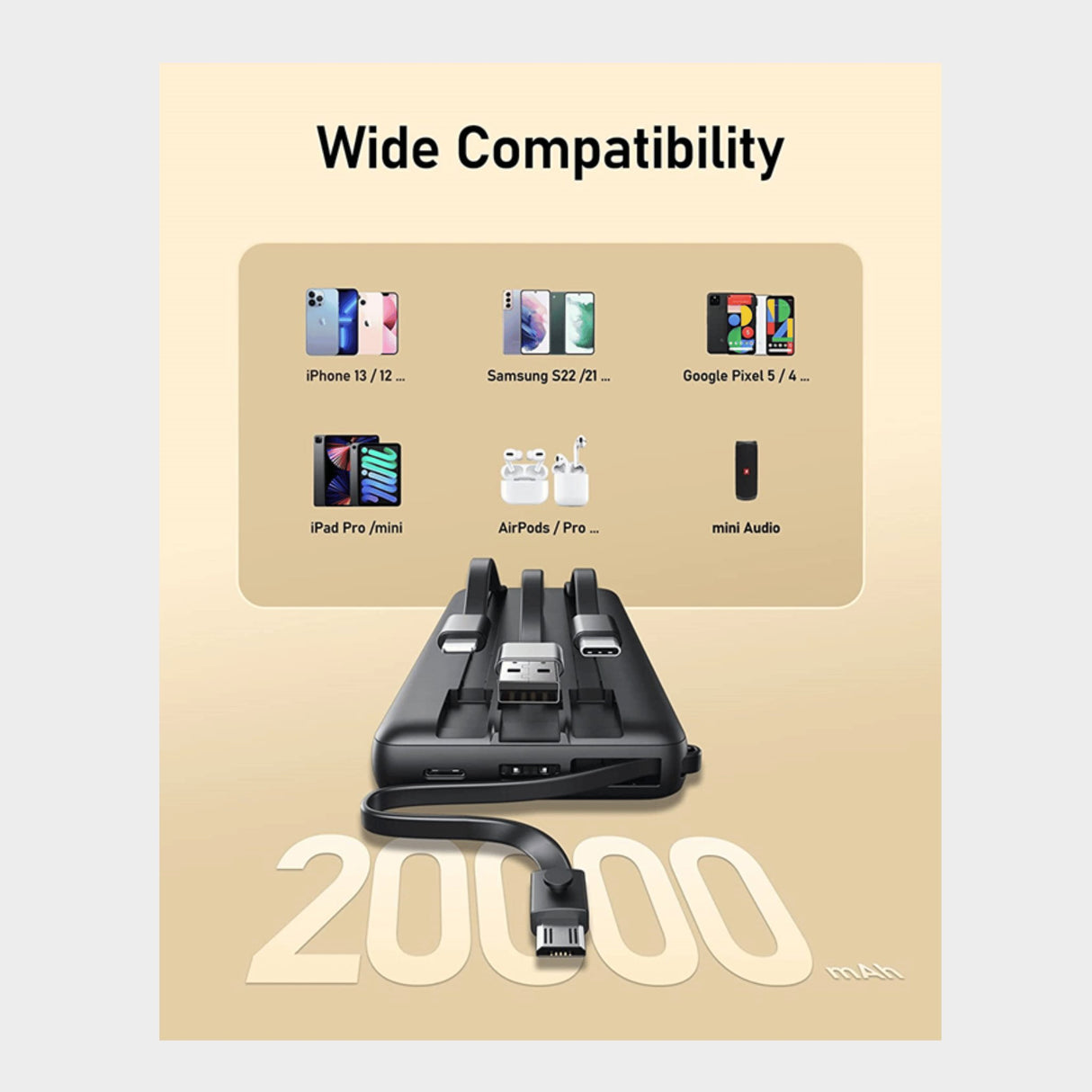 Premium 20,000mAh Digital Display Power Bank – Black/White - KWT Tech Mart