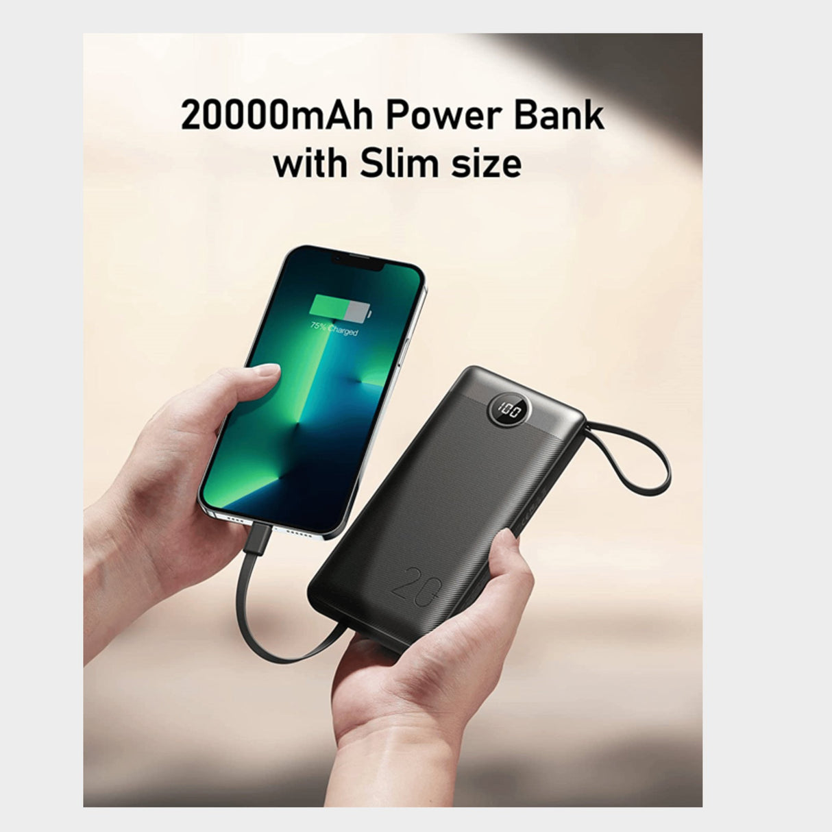 Premium 20,000mAh Digital Display Power Bank – Black/White - KWT Tech Mart