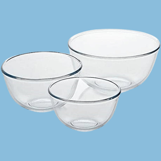 Pyrex Classic Baking Mixing Bowl Glass Set, 0.5L, 1L, 2L - KWT Tech Mart