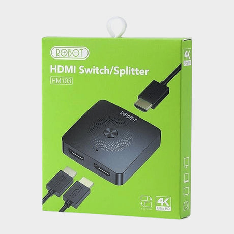 Robot 2-in-1 HDMI Switch and Splitter, HM103 - Black  - KWT Tech Mart