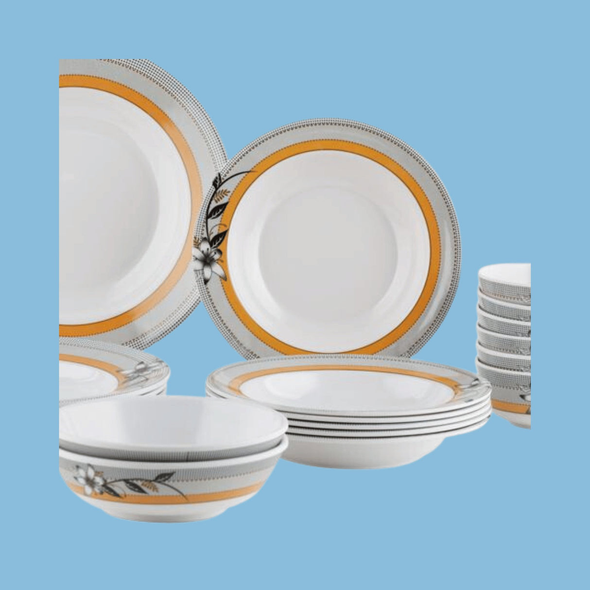 Royalford 20 pcs Melamine Ware Dinner Set (White) - RF7437 - KWT Tech Mart