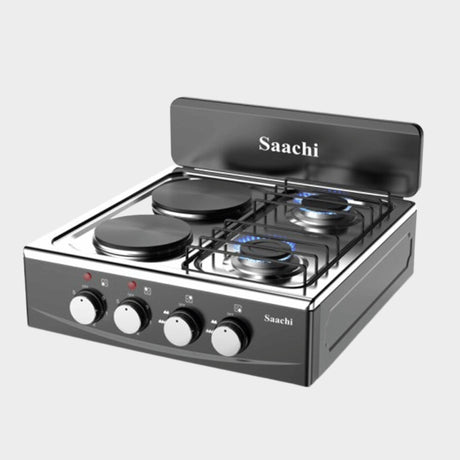 Saachi 2 Gas + 2 Electric Hot Plates Stainless Steel Cooker - KWT Tech Mart