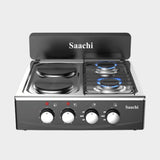 Saachi 2 Gas + 2 Electric Hot Plates Stainless Steel Cooker - KWT Tech Mart