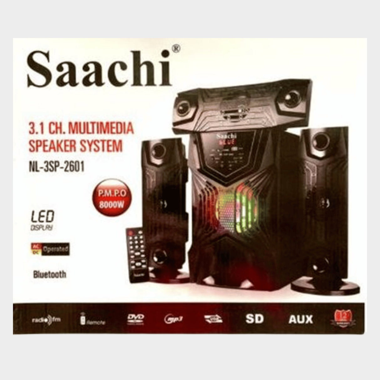 Saachi 3.1 Ch Multimedia Bluetooth Speaker System, FM, Black