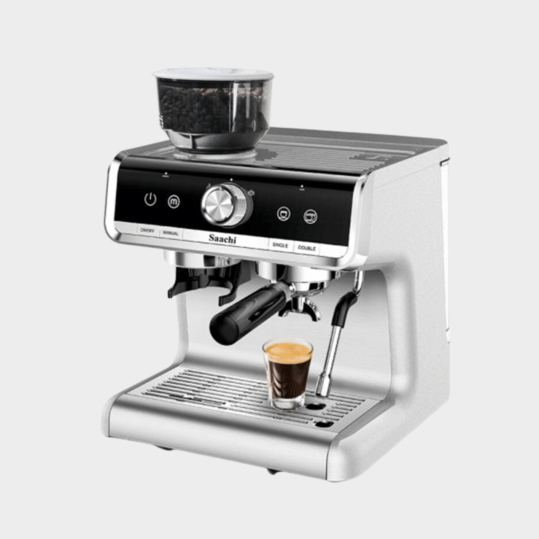 Saachi NL COF 7063 Cappucino coffee maker with Grinder and 15 bar espresso pump silver