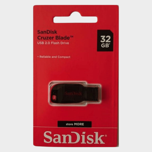 SanDisk 32GB 2.0 Cruzerblade Flash Disk – Red, Black  - KWT Tech Mart