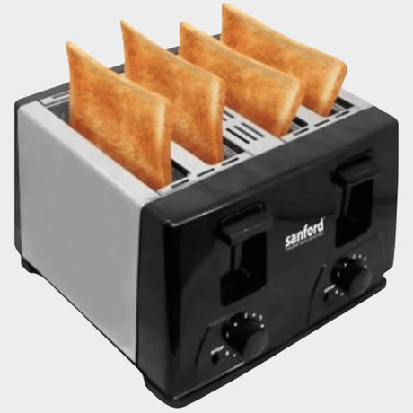 Sanford 4 Slice Stainless Steel Bread Toaster- Silver/Black - KWT Tech Mart